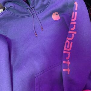 Carhartt Violet Hoodie with Coral Logo